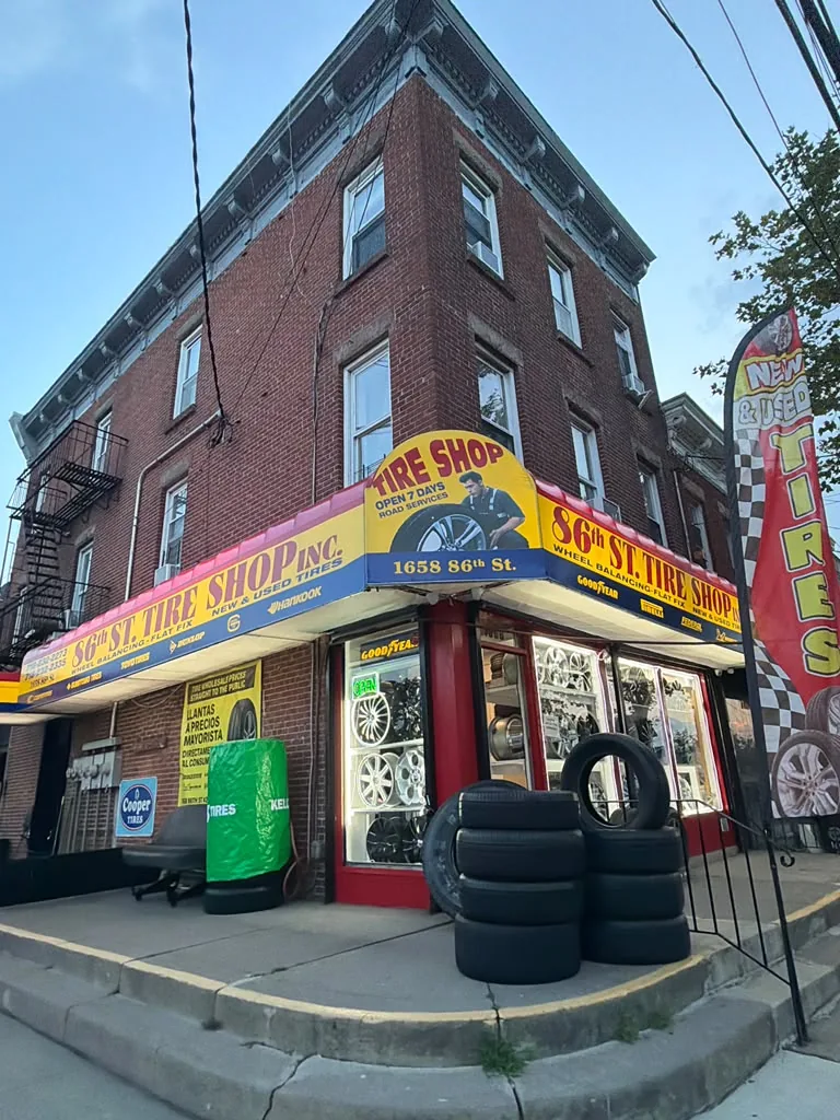86th Street Tire Shop storefront at 1658 86th Street in Brooklyn