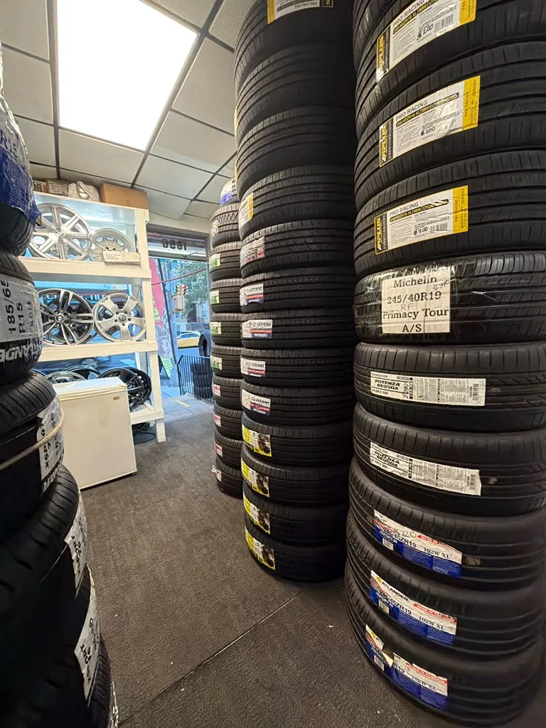 Stacks of tires available for fitment inquiries